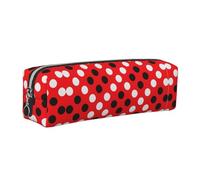 ALLiYa Red White Polka Dot Leather Pencil Case Art Utensils Storage Bag Makeup Pouch