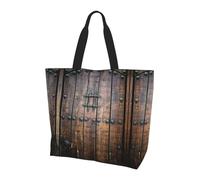 ALLiYa Rustic Stall Wooden Door Shoulder Bag Reusable Grocery Bags Tote Bags