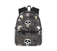 ALLiYa Skull And Lightning Casual Backpack Classic Style Backpack With Large Capacity