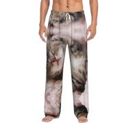 Alliya Sleeping Cat Men'S Pajama Pants Loungewear Nighttime Sleep Relax Lazy Weekend Lie In Bed Sofa