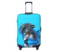 Alliya Smiling Face Dolphins Elastic Travel Luggage Cover Suitcase Protector Fits 18-32 Inch Luggage