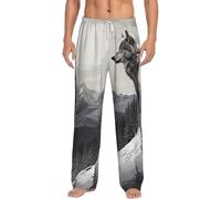 Alliya Snow Mountain Lone Wolf Men'S Pajama Pants Loungewear Nighttime Sleep Relax Lazy Weekend Lie In Bed Sofa