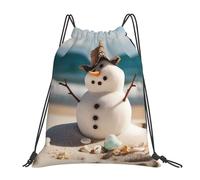 Alliya Snowman With Seashells Sitting On Sandy Beach Outdoor Portable Backpack Cute Casual Daily Backpack Travel And Play Big Pocket Bag
