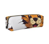 ALLiYa Spotted Tiger Leather Pencil Case Art Utensils Storage Bag Makeup Pouch