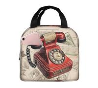 ALLiYa Stamp Telephone Lunch Bag Hand-Held Fresh-Keeping Bag Storage Cool Or Warm Picnic Bag Work Bag