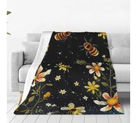 Alliya Stars And Bees Multi Size Ultra Soft Flannel Blanket (Vertical Style) Home Rest Office Nap