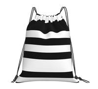ALLiYa Stripes Black White Outdoor Portable Backpack Cute Casual Daily Backpack Travel And Play Big Pocket Bag