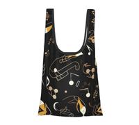 Alliya Stylish Musical Note Pattern Foldable Shopping Bag In Pouch Reusable Shopping Bags