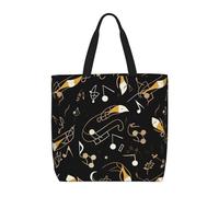 ALLiYa Stylish Musical Note Pattern Tote Bags Cloth Bags Women Large Shoulder Bag Reusable Grocery Bags
