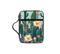 Alliya Summer Floral Cactus Bible Storage Bag Bible Carrying Case with Handle and Zippered Pocket