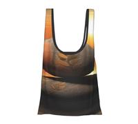 Alliya Sunrise Landscape Zen Stone Foldable Shopping Bag In Pouch Reusable Shopping Bags
