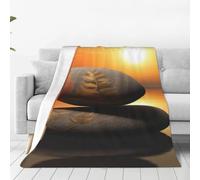 Alliya Sunrise Landscape Zen Stone Multi Size Ultra Soft Flannel Blanket (Vertical Style) Home Rest Office Nap