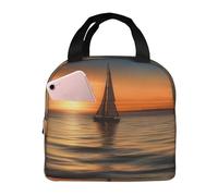 ALLiYa Sunset Beach Sailboat Lunch Bag Multifunctional Bento Bag Reusable Picnic Bag Baghand-Held Fresh-Keeping Bag