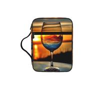 Alliya Sunset Wine Glass Bible Storage Bag Bible Carrying Case with Handle and Zippered Pocket