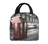 ALLiYa Telephone Booth Lunch Bag Multifunctional Bento Bag Reusable Picnic Bag Baghand-Held Fresh-Keeping Bag