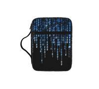 Alliya The Blue Binary Bible Storage Bag Bible Carrying Case with Handle and Zippered Pocket