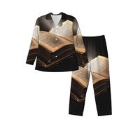 Alliya The Book Men'S Long-Sleeved Pajama Set Nighttime Sleep Relax Travel Lazy Weekend Two Piece Sets Black