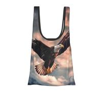 Alliya The Eagle Flies Bravely In The Sky Foldable Shopping Bag In Pouch Reusable Shopping Bags