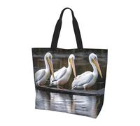 ALLiYa Three Pelicans Shoulder Bag Reusable Grocery Bags Tote Bags