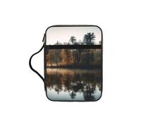 Alliya Trees Reflection On A Lake Bible Storage Bag Bible Carrying Case with Handle and Zippered Pocket