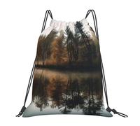 ALLiYa Trees Reflection On A Lake Outdoor Portable Backpack Cute Casual Daily Backpack Travel And Play Big Pocket Bag