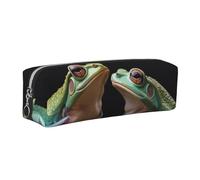 Alliya Two Frogs Leather Pencil Case Art Utensils Storage Bag Makeup Pouch