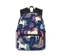 ALLiYa Unicorn And Rainbow Casual Backpack Classic Style Backpack With Large Capacity