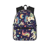 ALLiYa Unicorn Pegasus Rainbow Butterfly Casual Backpack Classic Style Backpack With Large Capacity