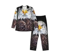 Alliya White Head Eagle Men'S Long-Sleeved Pajama Set Nighttime Sleep Relax Travel Lazy Weekend Two Piece Sets