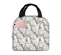 ALLiYa White Tree Camo Lunch Bag Multifunctional Bento Bag Reusable Picnic Bag Baghand-Held Fresh-Keeping Bag