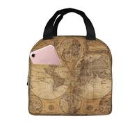 ALLiYa World Map Lunch Bag Multifunctional Bento Bag Reusable Picnic Bag Baghand-Held Fresh-Keeping Bag