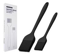 Alljewelrysupplies Silicone Basting Brush Set of Two Heat Resistant Long Handle Pastry Brush for Grilling, Baking, BBQ and Cooking (Black)