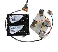 alljita 1 Set Alnico 5 Humbucker ProBucker Pickups with Push Pull Switch Pot with Circuit Boad Double Coil Pickup for Epiphone LP Guitars (Black Bk Frame)