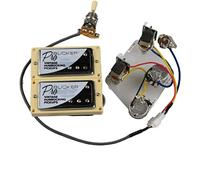 alljita 1 Set Alnico 5 Humbucker ProBucker Pickups with Push Pull Switch Pot with Circuit Boad Double Coil Pickup for Epiphone LP Guitars (Chrome Ye)