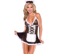 Alljoin Sexy Lingerie Outfits Frisky French Maid Sexy Costume for Women, Black-white 1#, S
