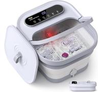 ALLJOY Foot Spa Bath Massager with Heat, Collapsible Foot Massager Spa Soaking Tub with Bubbles, Pumice Stone, Timer, 6 Shiatsu Massage Rollers Pedicure FootSpa for Relaxation, Gifts for Dad, Mom