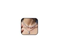 AllJunction Chunky Gold Puffy Heart Necklaces for Women Trendy Silver Statement Big Bubble Hearts Shaped Thick Chain Charm Pendant Choker Necklace Fashion Jewelry, L, Alloy Steel, No Gemstone