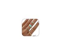 AllJunction Western Gold and Turquoise Cocktail Rings Set Vintage Boho Chunky Antique Big Knuckle Finger Country Cocktail Ring Stack Hippie Jewelry Pack for Women, L, Zinc, No Gemstone