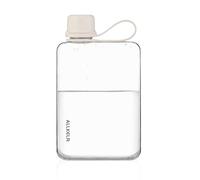 ALLKELR Portable Flat Water Bottle Flask,BPA Free Reusable Tritan Plastic Travel Water Bottle Cup,Lightweight Leakproof Slim Water Bottle Fits Purse,Backpacking, Hiking (White, 17 oz)