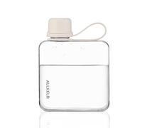 ALLKELR Portable Flat Water Bottle Flask,BPA Free Reusable Tritan Plastic Travel Water Bottle Cup,Lightweight Leakproof Slim Water Bottle Fits Purse,Backpacking, Hiking (White, 10.8 oz)