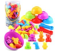 AllLeeGay Montessori Counting Rainbow Toys, 36 Pcs Colour Sorting Toys for Toddlers from 3 4 5 6years with Matching Bowl and Tweezers, Preschool Educational Learning Toys, Math Skills (Dinosaur-0001)