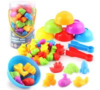 AllLeeGay Montessori Counting Rainbow Toys, 36 Pcs Colour Sorting Toys Toddlers from 3 4 5 6 Years with Matching Bowl and Tweezers, Preschool Educational Learning Toys, Math Skills (Dinosaur-0001)