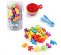 AllLeeGay Montessori Counting Rainbow Toys，36 Pcs Colour Sorting Toys Toddlers from 3 4 5 6years with Matching Bowl and Tweezers，Preschool Educational Learning Toys，Math Skills，Medium (Wildlife-0001)