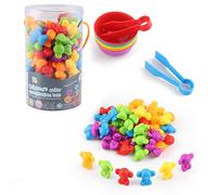 AllLeeGay Montessori Counting Rainbow Toys, 48 Pcs Colour Sorting Toys for Toddlers from 3 4 5 6 Years with Matching Bowl and Tweezers, Preschool Educational Learning Toys, Math Skills, Koala-0001