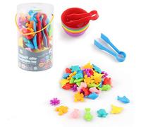 AllLeeGay Montessori Counting Rainbow Toys, 56 Pcs Colour Sorting for Toddlers from 3 4 5 6years with Matching Bowl and Tweezers, Preschool Educational Learning, Math Skills, Marine animals-0001