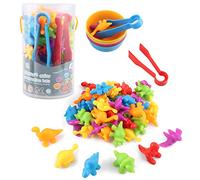 AllLeeGay Montessori Counting Toddler Toys, 48 Pcs Color Sorting Counting Dinosaurs Set from 3+ Years with Matching Bowl Tweezers, Preschool Educational Learning Toys, Math Skills (Dinosaur)