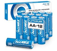 Allmax AA Maximum Power Lithium Batteries (12 Count) - Longest Lasting, Leakproof, 20-Year Shelf Life, Ultimate Performance, Perfect for Blink Security Cameras (1.5V)