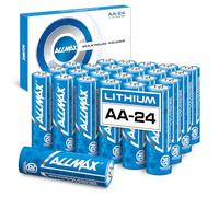 Allmax AA Maximum Power Lithium Batteries (24 Count) - Longest Lasting, Leakproof, 20-Year Shelf Life, Ultimate Performance, Perfect for Blink Security Cameras (1.5V)