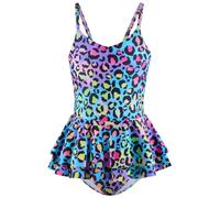 Allmeingeld Toddler Girls' One-Piece Leopard Swimwear with Skirt Colorful Bathing Suit 7 Years