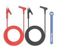 ALLmeter 1 Pair 1.2m 20A Angled Banana Plug to Alligator Clip Test Leads,4mm Banana Jack,1000V Rated,Compatible with Multimeter/Power Supply/Bench Instruments,Braided Wire Design